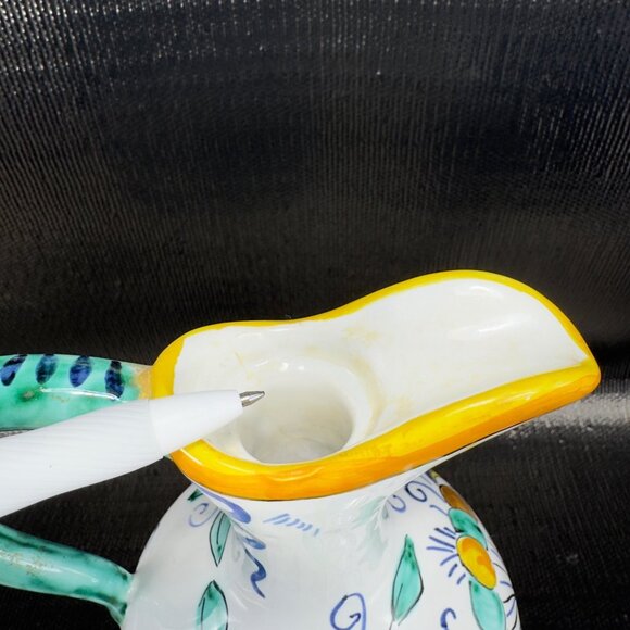 Vintage Hand Made Italian Deruta Pottery Jug Pitcher Decanter Pitcher W Stopper - Picture 9 of 16